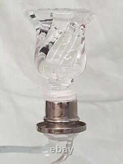 Baccarat Style Frosted Roman Dolphin Glass Candelabra