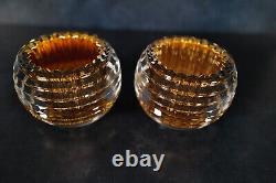 Baccarat crystal amber eye votive pair