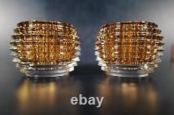 Baccarat crystal amber eye votive pair