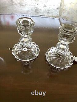 Baccart Swirl Candle Holders Pair Both Stamped Vintage Spectacular