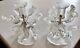 Barovier & Toso Murano Glass Clear Candlesticks W Poseable Wired Leaves