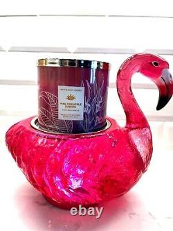 Bath And Body Works 3-wick Flamingo Water Globe Light Up Candle Holder