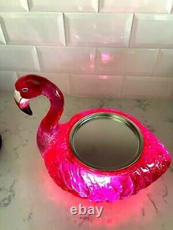 Bath And Body Works 3-wick Flamingo Water Globe Light Up Candle Holder