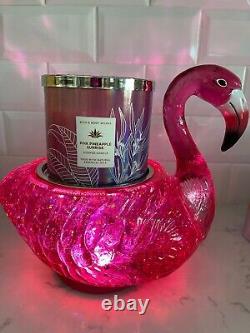 Bath And Body Works 3-wick Flamingo Water Globe Light Up Candle Holder