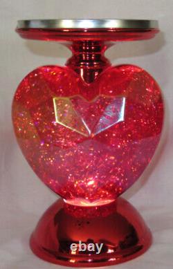 Bath & Body Works 3-Wick Candle Holder WATER GLOBE HEART PEDESTAL Valentines Day