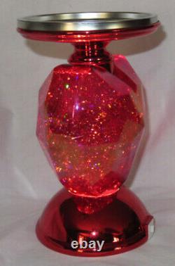 Bath & Body Works 3-Wick Candle Holder WATER GLOBE HEART PEDESTAL Valentines Day