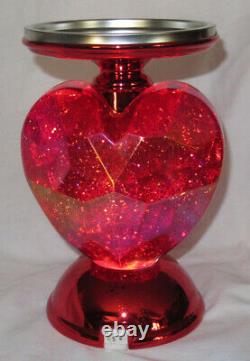 Bath & Body Works 3-Wick Candle Holder WATER GLOBE HEART PEDESTAL Valentines Day