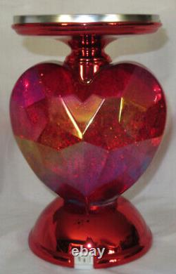 Bath & Body Works 3-Wick Candle Holder WATER GLOBE HEART PEDESTAL Valentines Day