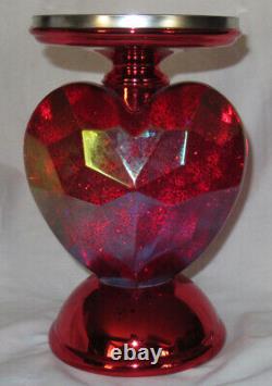 Bath & Body Works 3-Wick Candle Holder WATER GLOBE HEART PEDESTAL Valentines Day