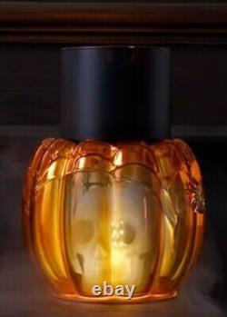 Bath & Body Works 3 Wick Pumpkin Skull Candle Holder Light Up 2023 Halloween NEW