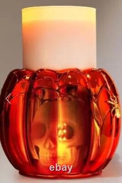 Bath & Body Works 3 Wick Pumpkin Skull Candle Holder Light Up 2023 Halloween NEW