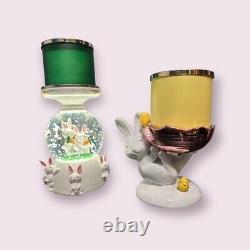 Bath & Body Works Easter Water Globe and Bunny & Chicks 3-WICK Candle Holder Set