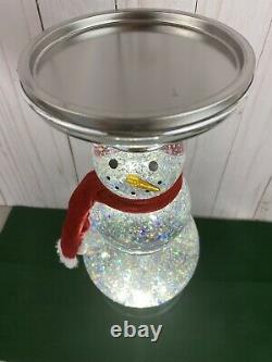 Bath & Body Works Light-Up Glitter Water Globe Snowman Pedestal Candle Holder