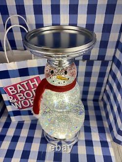 Bath & Body Works Light-up Glitter Water Globe Snowman Pedestal Candle