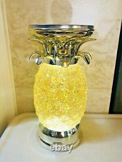 Bath & Body Works Pineapple Candle Holder Gold Water Globe Lights Up Swirling