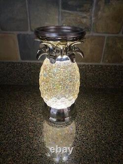 Bath & Body Works Pineapple Glitter Globe Pedestal Candle Holder Lights Up New