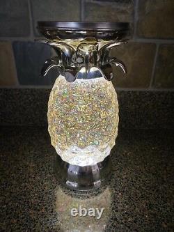Bath & Body Works Pineapple Glitter Globe Pedestal Candle Holder Lights Up New