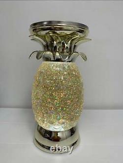 Bath & Body Works Pineapple Water Globe Pedestal 3-Wick Candle Holder Glitters