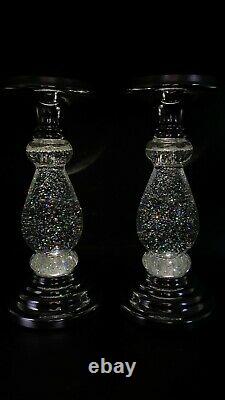 Bath & Body Works Silver LED Swirling Glitter Pedestal 3-Wick Candle Holders