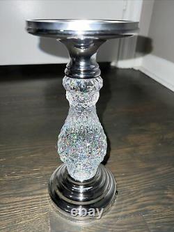 Bath & Body Works Silver Led Swirling Glitter Pedestal 3-wick Candle Holder