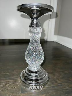 Bath & Body Works Silver Led Swirling Glitter Pedestal 3-wick Candle Holder