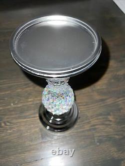 Bath & Body Works Silver Led Swirling Glitter Pedestal 3-wick Candle Holder