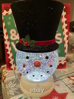 Bath & Body Works WATER GLOBE SNOWMAN? 3 Wick PEDESTAL Candle Holder CUTE