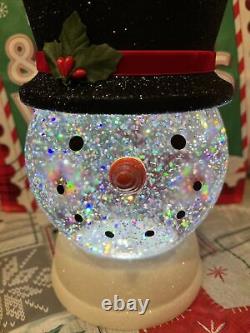 Bath & Body Works WATER GLOBE SNOWMAN? 3 Wick PEDESTAL Candle Holder CUTE