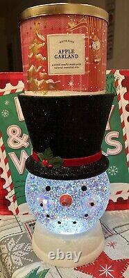 Bath & Body Works WATER GLOBE SNOWMAN? 3 Wick PEDESTAL Candle Holder CUTE