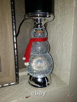 Bath & Body Works Water Glitter Globe Snowman 3 Wick Candle Holder Holiday 2020