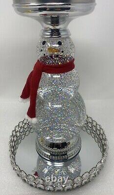 Bath & Body Works Water Glitter Globe Snowman 3 Wick Candle Holder Holiday 2020