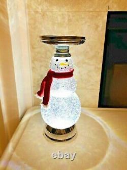 Bath & Body Works Water Glitter Globe Snowman 3 Wick Candle Holder Holiday NEW