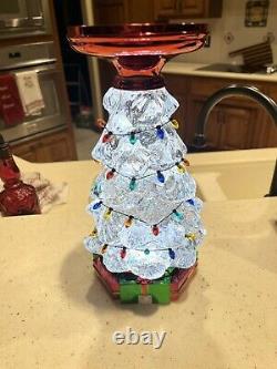 Bath and Body Works Christmas Tree Light Up Water Globe Pedestal Candle Holder