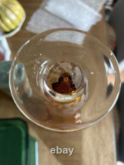 Battuto Amber Pillar Candle Holders, Mid Century Murano Venini Scarpa Set of 2
