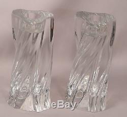 Beautiful Pair of Signed Baccarat Swirled Glass Candle Holders