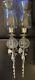 Beautiful Set Of Two Vintage Sterling Silver, And Blown Glass Candle Holders