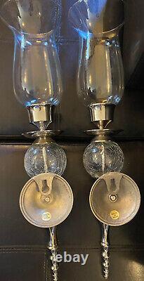 Beautiful Set of Two Vintage Sterling Silver, and Blown Glass Candle Holders