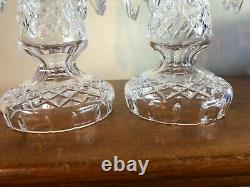 Beautiful Waterford Crystal Pair Of Three Part Candelabra 10 Candlesticks