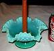Best! Rare Fenton Hobnail Emerald Green Art Glass Candle Stick Holder Bowl