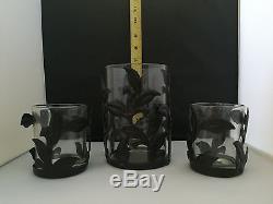 Better Homes Glass With Black Metal Floral 3 Piece Candle Holder Set