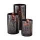 Black Mercury Drip Glass Hurricane Handcrafted Indoor Candle Holders (set Of 3)