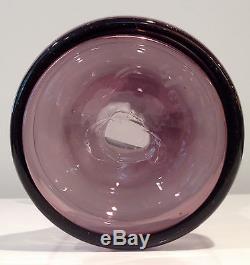 Blenko Glass Vase/Candle Holder 5919 in Lilac By Wayne Husted w Sandblasted Mark