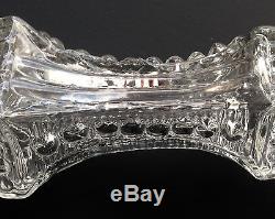 Blown Three Mold Early American French Lacy Flint Glass Candle Holders