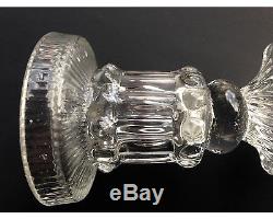 Blown Three Mold Early American French Lacy Flint Glass Candle Holders