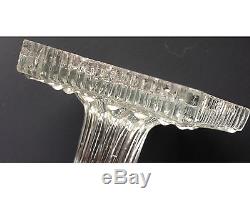 Blown Three Mold Early American French Lacy Flint Glass Candle Holders