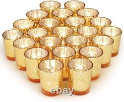 Blue Party Decorations 72Pcs, Mercury Glass Blue Votive Candle Holders Bulk for