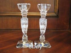 Bohemian Czech Crystal 7 Tall Candle Stick Pair Hand Cut 24% Lead