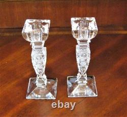 Bohemian Czech Crystal 7 Tall Candle Stick Pair Hand Cut 24% Lead