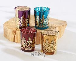 Boho Moroccan Indian Henna Glass Candle Holder Votive Bridal Wedding Favor 24-60