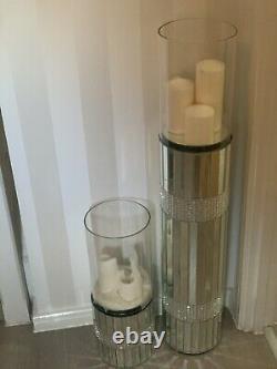 Brand New 2 X Extra Large Mirror Floor Standing Candle Holder 109cm